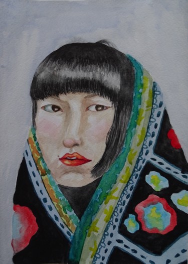 Peinture intitulée "Якутяночка моя" par Sofia Tolkachiova, Œuvre d'art originale, Aquarelle