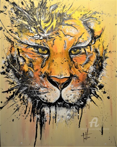 Painting titled "Extinction2" by Tolliac, Original Artwork, Acrylic Mounted on Wood Stretcher frame