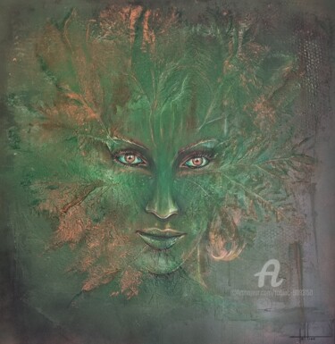 Painting titled "Mère nature" by Tolliac, Original Artwork, Acrylic Mounted on Wood Stretcher frame