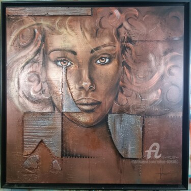 Painting titled "Une larme" by Tolliac, Original Artwork, Acrylic Mounted on Wood Stretcher frame