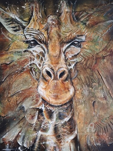 Painting titled "Girafe" by Tolliac, Original Artwork, Acrylic