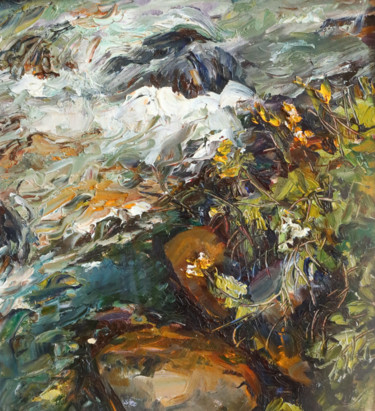 Картина под названием "весенний ручей" - Ирина Толстикова, Подлинное произведение искусства, Масло