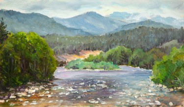 Картина под названием "бурная река" - Ирина Толстикова, Подлинное произведение искусства, Масло