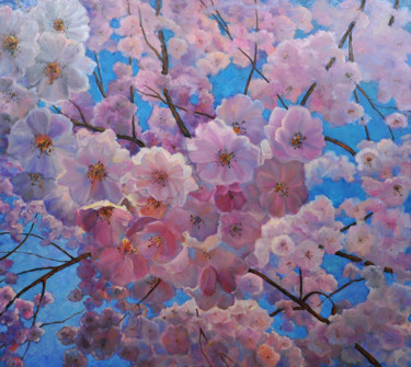 Картина под названием "цветущая сакура" - Ирина Толстикова, Подлинное произведение искусства, Масло