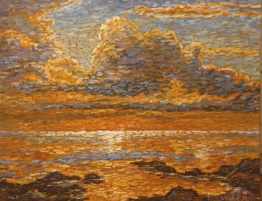 Pittura intitolato "Пейзаж с облаками." da Irina Tolstikova, Opera d'arte originale, Olio