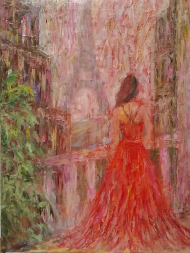 Painting titled "Парижанка. За пелен…" by Irina Tolstikova, Original Artwork, Oil