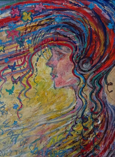 Painting titled "ветер перемен" by Irina Tolstikova, Original Artwork, Oil Mounted on Wood Panel