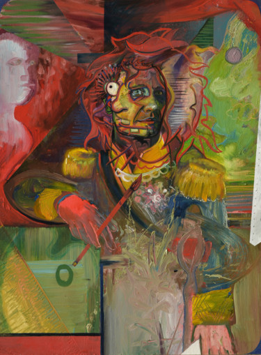 Painting titled "Self Portrait as El…" by Tom Aberneithie, Original Artwork, Oil