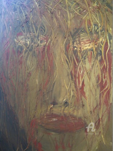 Peinture intitulée "RED TEARS" par Tom Adler, Œuvre d'art originale