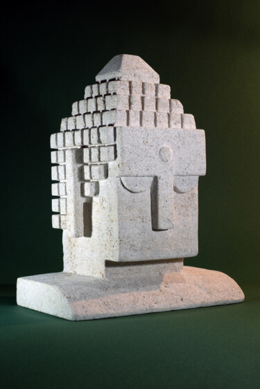 Skulptur mit dem Titel "Bouddha revisité -…" von Tom Sturm, Original-Kunstwerk, Stein