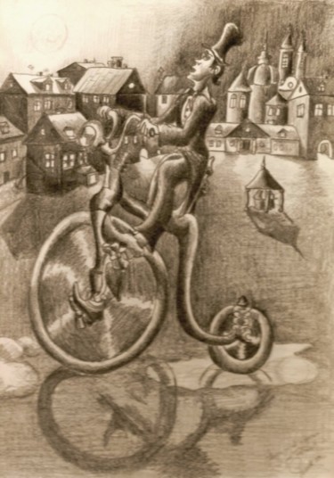 Dessin intitulée "The drunk man ride…" par Tom68, Œuvre d'art originale, Autre