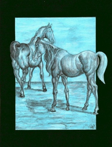 Peinture intitulée "horses" par Tom68, Œuvre d'art originale, Huile