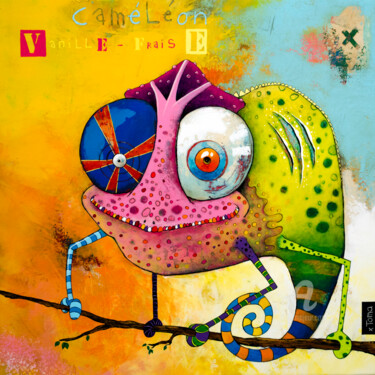 Painting titled "Caméléon Vanille-Fr…" by Toma, Original Artwork, Acrylic
