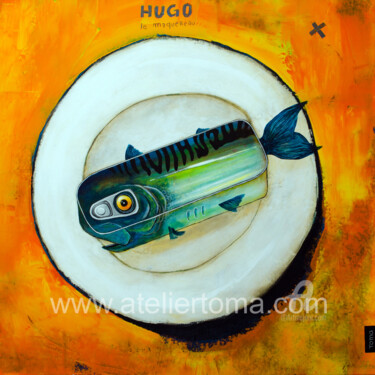 Painting titled "hugo le Maquereau" by Toma, Original Artwork, Acrylic Mounted on Wood Stretcher frame
