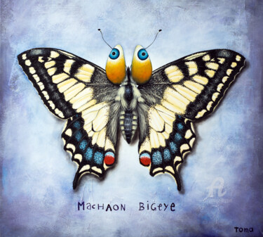 Painting titled "Machaon Bigeye" by Toma, Original Artwork, Acrylic Mounted on Wood Stretcher frame