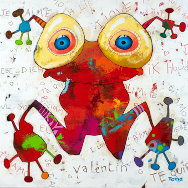 Schilderij getiteld "Valentin" door Toma, Origineel Kunstwerk, Acryl Gemonteerd op Frame voor houten brancard
