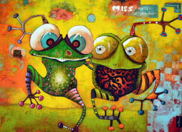 Peinture intitulée "Miss Météo et Jean-…" par Toma, Œuvre d'art originale, Acrylique