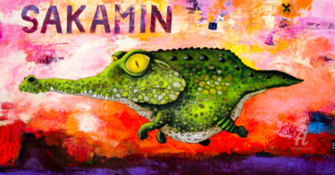 Painting titled "Sakamin la Croco" by Toma, Original Artwork, Acrylic