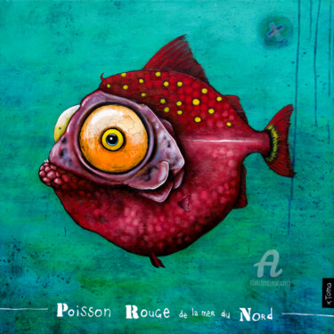 Pintura intitulada "Poisson Rouge de la…" por Toma, Obras de arte originais, Acrílico