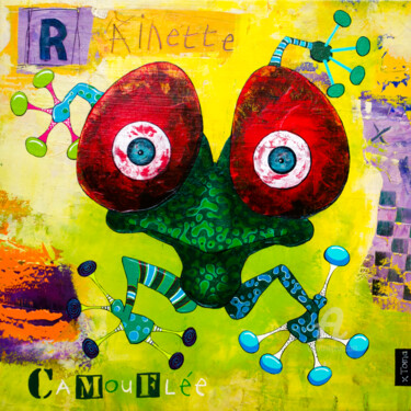 Peinture intitulée "Rainette Camouflée" par Toma, Œuvre d'art originale, Acrylique