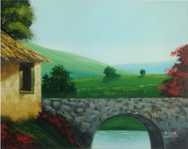 Painting titled "A ponte" by Tom Alves, Original Artwork, Oil