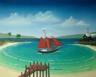 Painting titled "O veleiro" by Tom Alves, Original Artwork