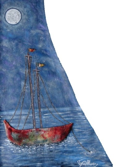 Painting titled "Barco para Yemanjá…" by Tom Alves, Original Artwork, Acrylic