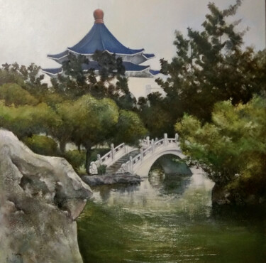 Pintura titulada "Jardines de Chiang…" por Tomás Castaño, Obra de arte original, Oleo