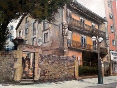 Schilderij getiteld "Torrelavega-Casona…" door Tomás Castaño, Origineel Kunstwerk, Olie