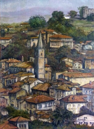 Schilderij getiteld "Comillas-Cantabria" door Tomás Castaño, Origineel Kunstwerk, Olie