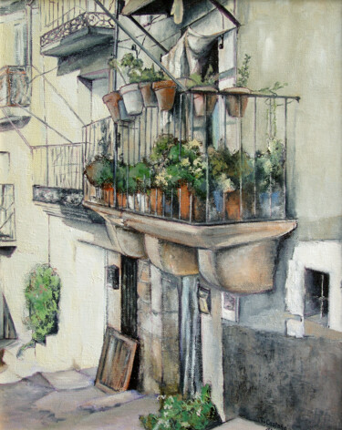 Painting titled "Fermoselle-Balcón d…" by Tomás Castaño, Original Artwork, Oil