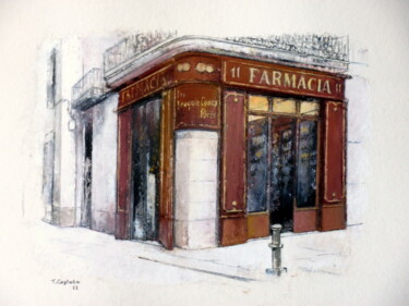 Painting titled "Farmacia de Joaquim…" by Tomás Castaño, Original Artwork, Oil