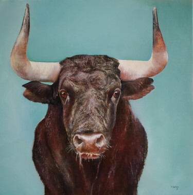 Peinture intitulée "Toro bravo 3" par Tomás Castaño, Œuvre d'art originale, Huile