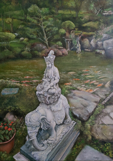 Pintura intitulada "Garden in Yuan-Dao…" por Tomás Castaño, Obras de arte originais, Óleo