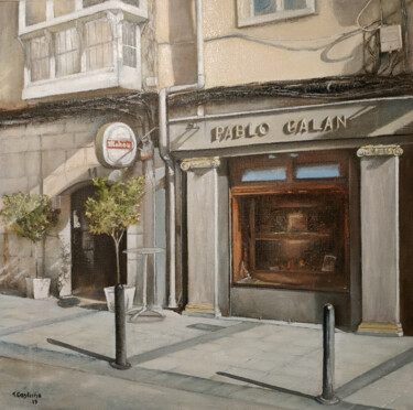 Painting titled "Joyería Pablo Galan…" by Tomás Castaño, Original Artwork, Oil Mounted on Other rigid panel