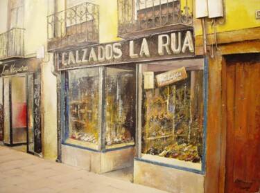 Pittura intitolato "Calzados La Rua" da Tomás Castaño, Opera d'arte originale, Olio