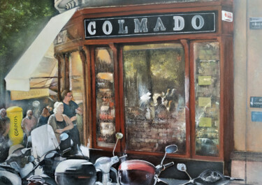 Painting titled "Colmado Quilez- Bar…" by Tomás Castaño, Original Artwork, Oil
