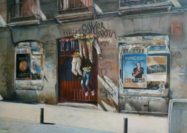 Картина под названием "Calle del Pez- Madr…" - Tomás Castaño, Подлинное произведение искусства, Масло