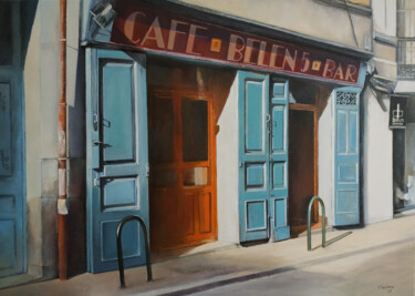 「Café Belén」というタイトルの絵画 Tomás Castañoによって, オリジナルのアートワーク, オイル
