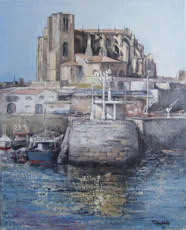 Painting titled "Castro Urdiales" by Tomás Castaño, Original Artwork, Oil