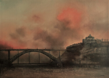 Pintura intitulada "Niebla en el Duero-…" por Tomás Castaño, Obras de arte originais, Óleo