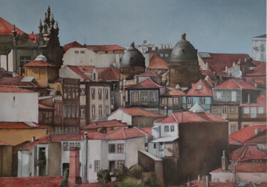Pintura intitulada "Panorámica de Oporto" por Tomás Castaño, Obras de arte originais, Óleo