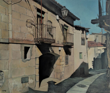 Schilderij getiteld "Calle Mesón" door Tomás Castaño, Origineel Kunstwerk, Olie