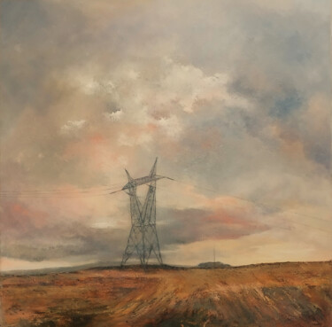 Pintura titulada "Torre eléctrica" por Tomás Castaño, Obra de arte original, Oleo Montado en Bastidor de camilla de madera