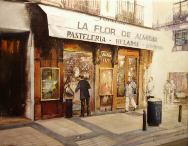 Картина под названием "ZARAGOZA-La Flor de…" - Tomás Castaño, Подлинное произведение искусства, Масло Установлен на Деревянн…