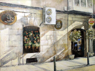 Painting titled "Bar el Diluvio Sant…" by Tomás Castaño, Original Artwork, Oil