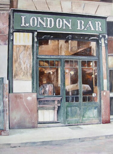 Pintura intitulada "London Bar-Barcelona" por Tomás Castaño, Obras de arte originais, Óleo