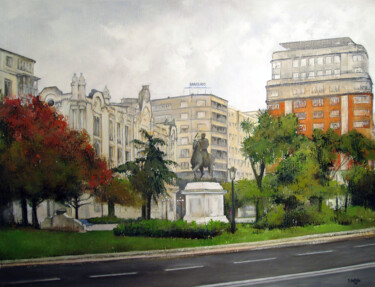 绘画 标题为“Plaza Ayuntamiento…” 由Tomás Castaño, 原创艺术品, 油