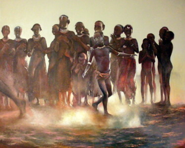 Pintura intitulada "Danzando al ponerse…" por Tomás Castaño, Obras de arte originais, Óleo
