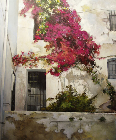 Картина под названием "Mojacar- Almería" - Tomás Castaño, Подлинное произведение искусства, Масло
